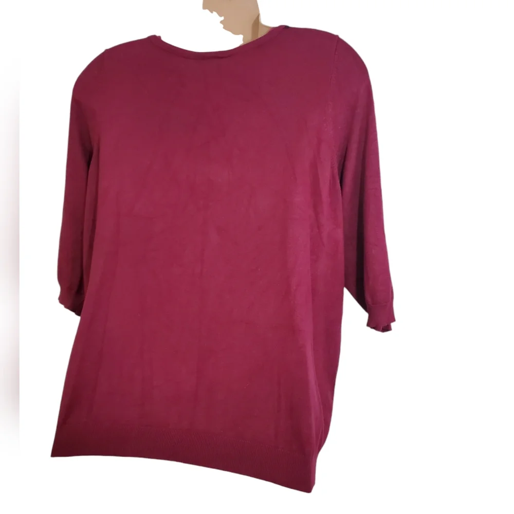 Lane Bryant Black Lace Trim V Neck 3/4 Sleeves Sweater Women's Sz 26/28 Pre-Own - Picture 8 of 11